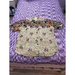 Separate Issue Multi-Color Button Down Short Sleeve Top Size Medium